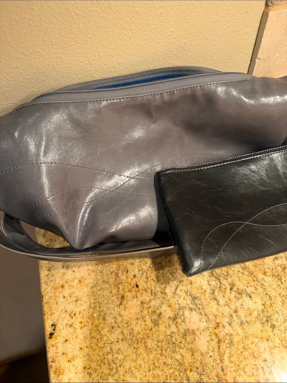 Crystalyn Kae Gray half moon purse with matching black Pouch. NWOT vegan - Picture 2 of 12